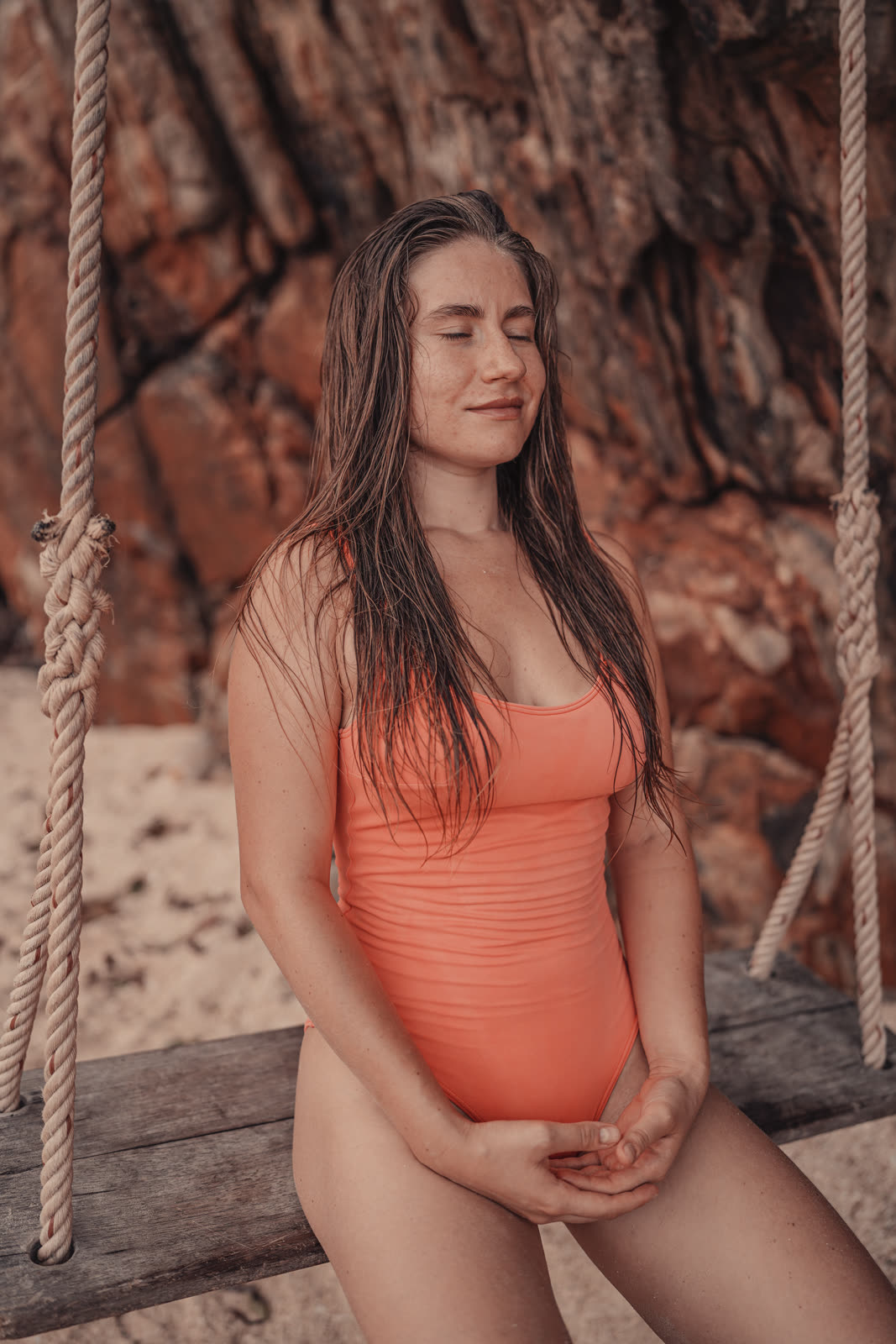Resting between practice, seaside swing